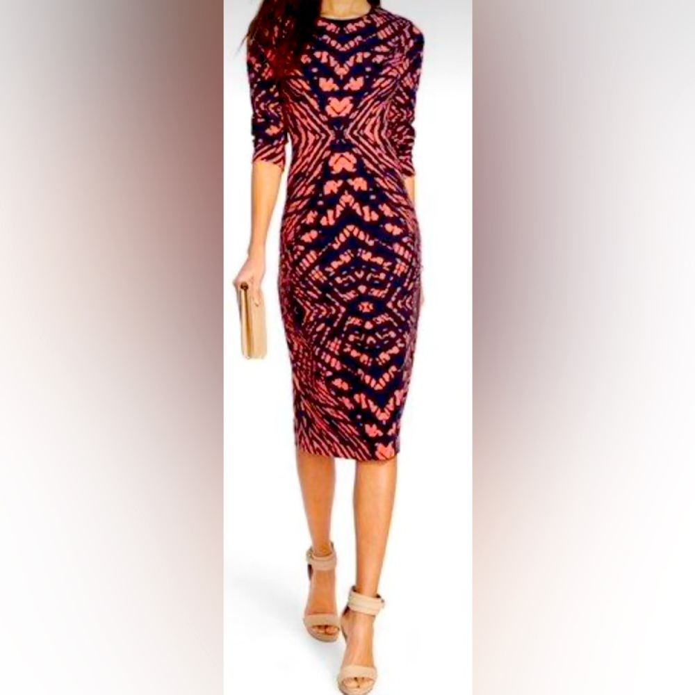 Nordstrom Tie Dye Print Crepe Midi Sheath Dress